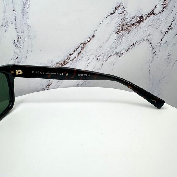 New GUCCI Sunglasses Brown Gold Red Green Web 55-20-145 mm Mens Square Gucci - Picture 11 of 16